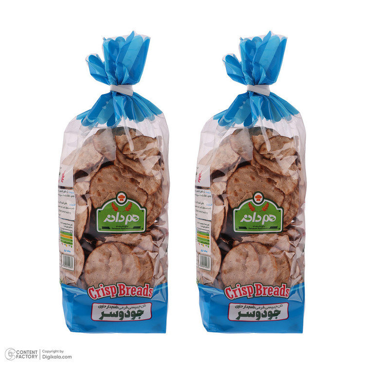 نان خشک چیپسی جو دوسر هم دانه - 230 گرم بسته 2 عددی